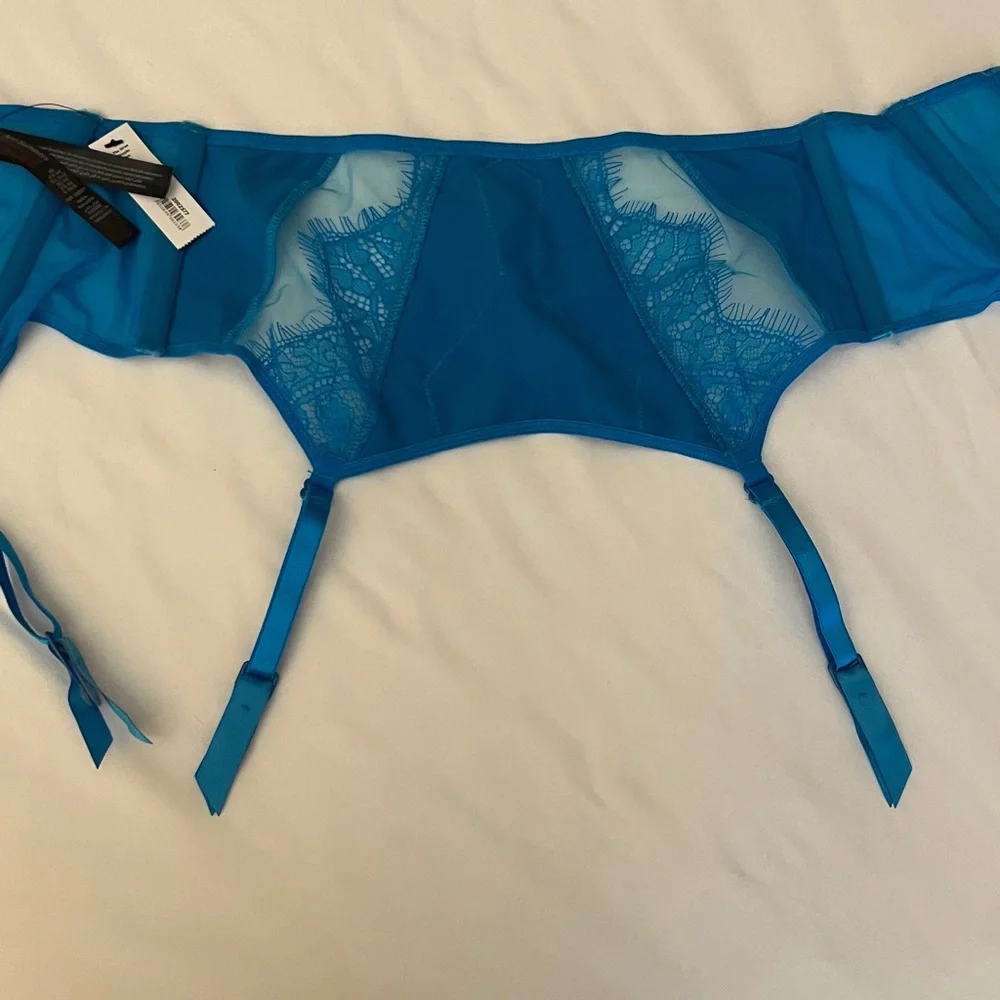 Ann Summers The Siren Waspie Garter Belt XS blue